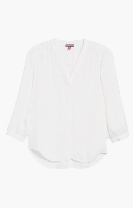 Vince Camuto Women's Rumple Fabric Blouse In New Ivory Size L