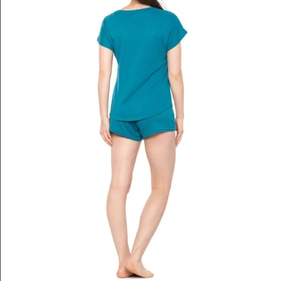 Avalanche Women's Hacci 2-Piece Pyjamas Set Top And Shorts Pagoda Blue Size S