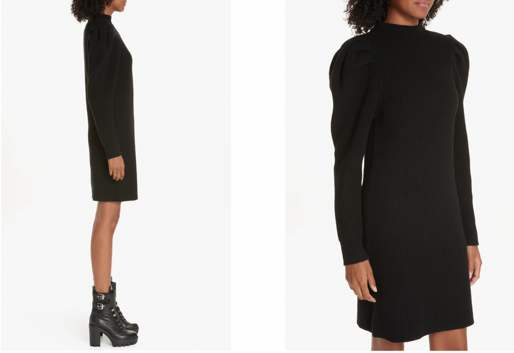 Sandro Women's Wool Long Puff Sleeve Sweater Dress In Black Size 40 (8 US) $400