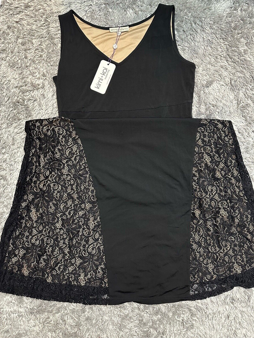 Kimi + Kai Tilda Maternity Lace Trim Mermaid Maxi Dress Size L in black