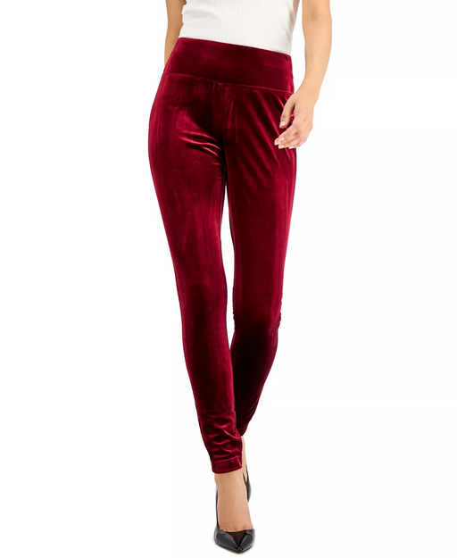 I.N.C International Concepts Velvet Non-Seam Skinny Leggings Red Size M