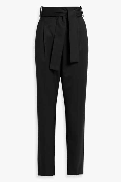 MAJE Pio Cropped Tapered belted pants In Black size 42