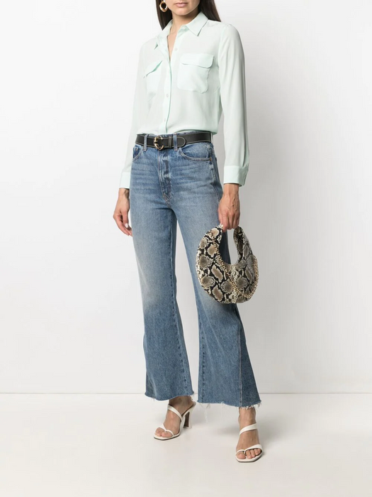 Equipment Femme Slim Signature Silk Shirt In Aqa Gls Size M NWT
