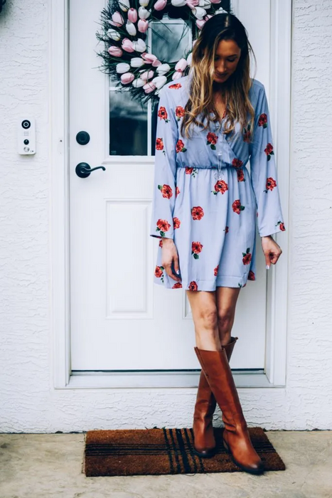 All in Favor women's faux wrap Purple floral long sleeve dress size XXL