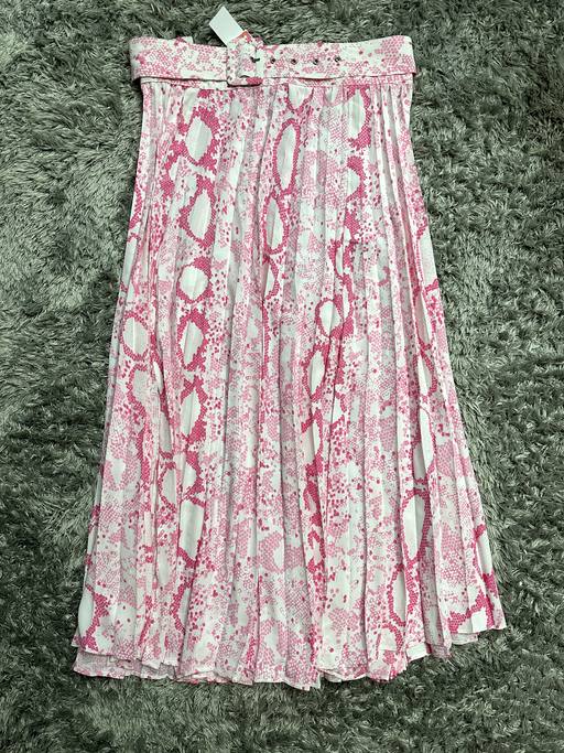 NWT Topshop pink and white snakeskin print skirt with front slits size 8