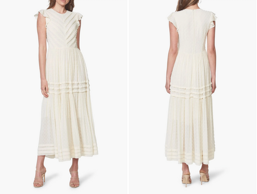 BARDOT women's Maberly Fil Coupé Tiered Maxi Dress In Ivory size XL 12