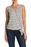 BOBEAU women's L Faux Wrap Side Tie Tank In White/navy/taupe sleeveless v neck