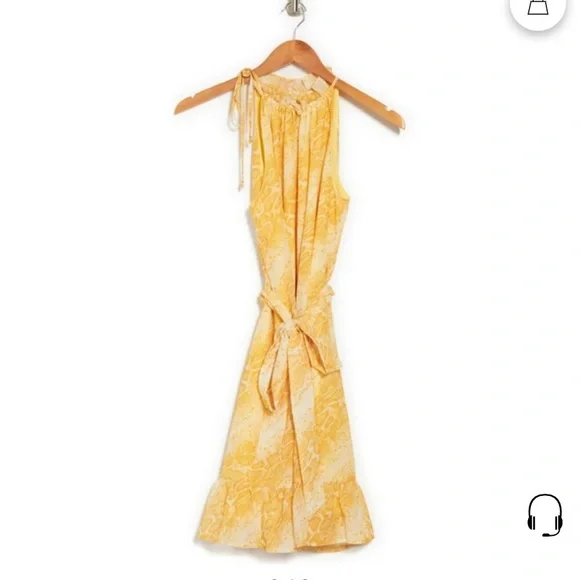 Sam Edelman yellow gold ivory snake print halter mini dress Size 6