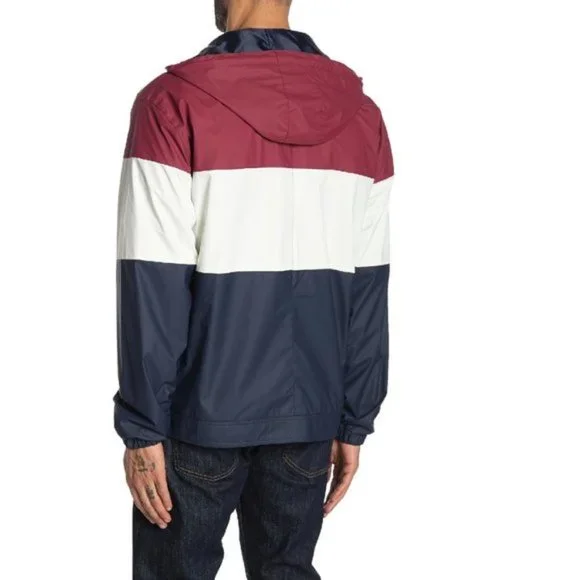 Men's Weatherproof Hooded Full Zip Rain Slicker  Jacket Raincoat Coat( scratch)