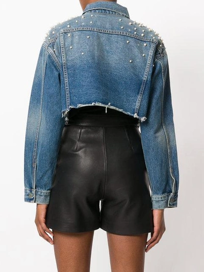 Grlfrnd Eve Cosmic Ray Pearl Embellished Denim Trucker Jacket $460 size M