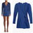 Weworewhat women Blanca Wrap long sleeve v neck Dress: Size XS Blue