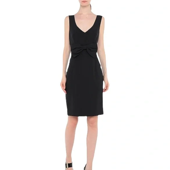 Moschino Women's  Bow Front Woven Sleeveless Dress in Balck size 44 ( 10 US )