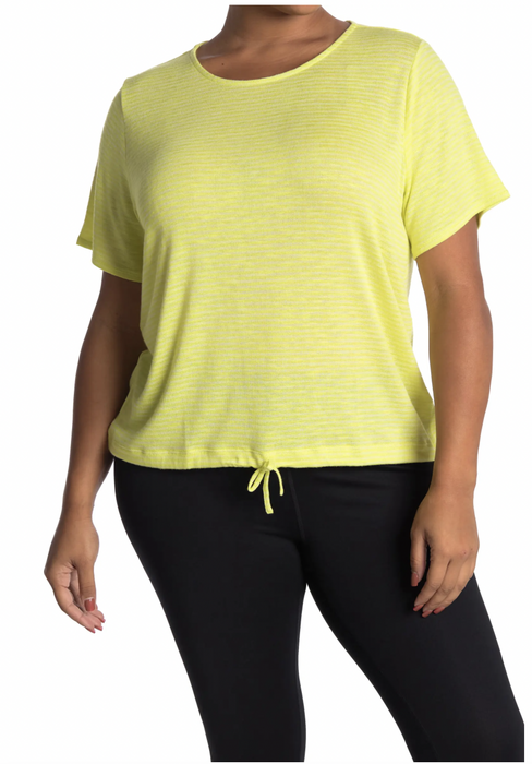 Z By Zella Luna Stripe Drawstring Hem T-Shirt In Green Blaze Size S