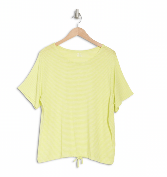 Z By Zella Luna Stripe Drawstring Hem T-Shirt In Green Blaze Size S