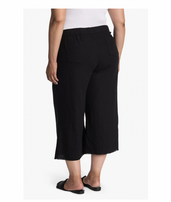 Caslon Solid Linen Blend Crop Pants In Black Plus Size 1X