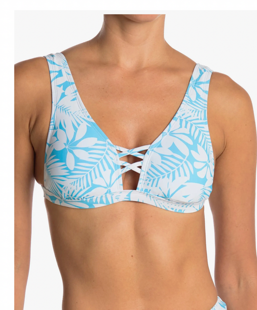 VYB Swimwear Tropical Strap Halter And Bottom Blue White Floral Size M