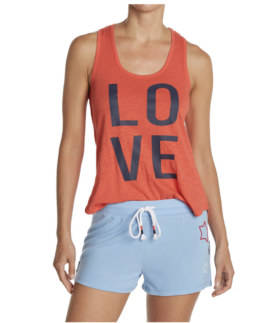 PJ Salvage Love Graphic Racerback Tank Top In Red Size S
