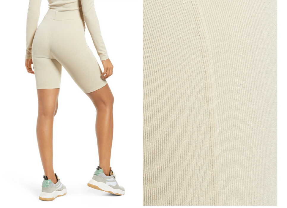 4th & Reckless Macy Ribbed Bike Shorts Blue Marine Grey Size M