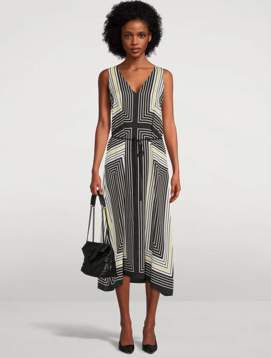 Theory Women's Silk Volume Sleeveless Midi Belted Dress Size S $495