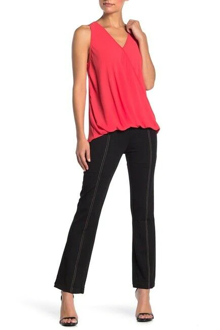 Lush Woven High Waisted Stretch Flare Leg Pants In Black Size S