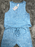 Saint Eve Women's  Stars Snap Neck Pajama Tank and jogger  Medium  in blue