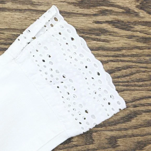 7 FOR ALL MANKIND women'sGwenevere Eyelet Trim Ankle Jeans In White $200 size 24