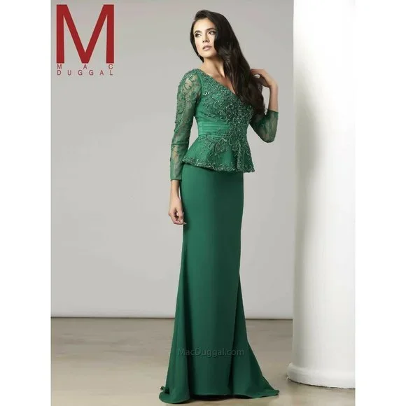 Mac Duggal Women's Beaded Dress Gown dress in charcoal size 2 $798