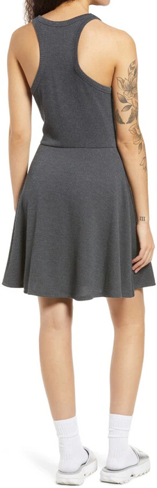 BP. Sleeveless Rib Scoop Neck Tank Mini Dress Grey Charcoal Heather Size S