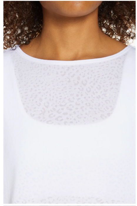 Zella Women's white  Studio Lite Burnout T-Shirt Size M Semi-Sheer Lightweight