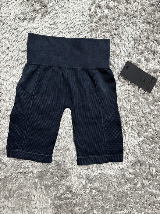 90 Degree By Reflex Seamless Washed Rib Knit Shorts Wash Black Size XS $48