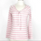 Lucky Brand Women's Lace Up Henley Top In Pink White Stripe Size M