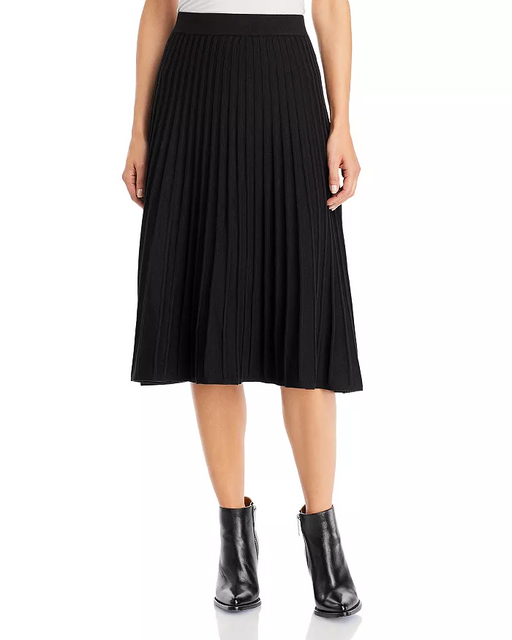 T Tahari Women's Black Gradated Rib Midi A-Line Skirt Size S