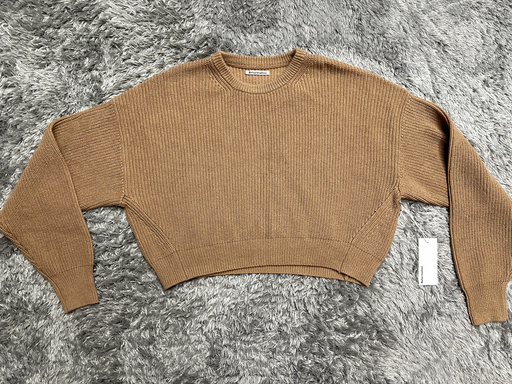 Reformation + Net Sustain Sami Cropped Ribbed Organic Cotton Sweater Sand Size L