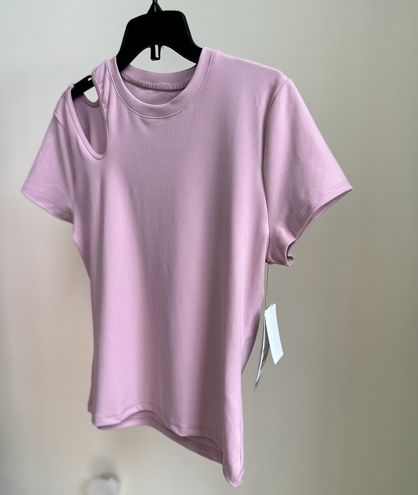 Nine West Cutout Shoulder Mauve Shadow Activewear T-Shirt Size M