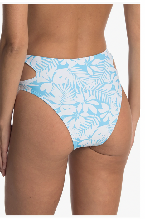 VYB Tropical Swimsuit Strap Halter Top And Bikini Bottoms Blue Floral Size S