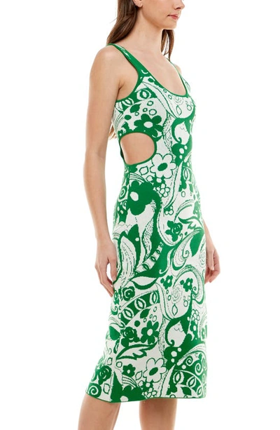 WAYF '98 Double Take Cutout Knit Tank Dress In Green Kelly Swirl Size S
