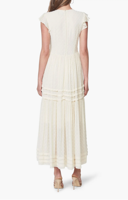 BARDOT women's Maberly Fil Coupé Tiered Maxi Dress In Ivory size XL 12