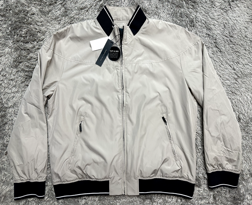 Perry Ellis Men's Lightweight Long Sleeve Harrington Jacket In Stone Size L $175