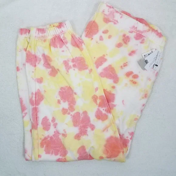 BP. Classic Joggers Relaxed Fit Sweatpants White Yellow Pink Tie Dye Size Large