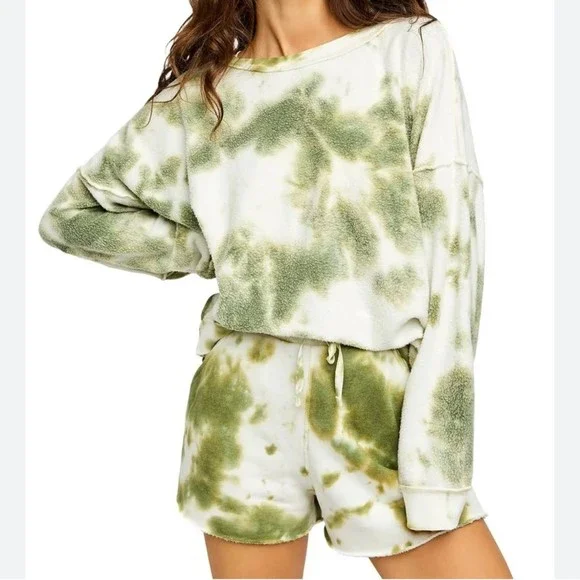 Free People Movement Kelly Jersey Knit Tie-Dyel Shorts XS Green