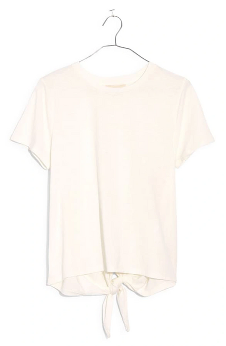 Madewell Women's Short Sleeve Knot-Back Tee In Eyelet White L7346 Size XS