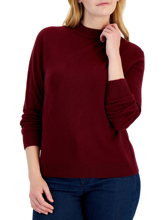 Karen Scott Women's Luxsoft Zip-Back Mock-Neck Sweater Red Size L