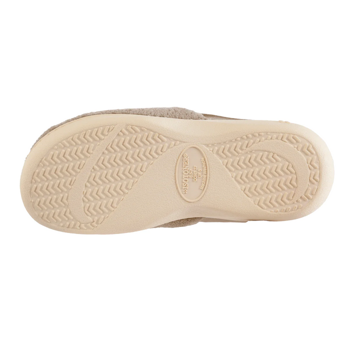 ISOTONER Microterry PillowStep Satin Cuff Clog Slippers for Women : Taupe 6.5-7