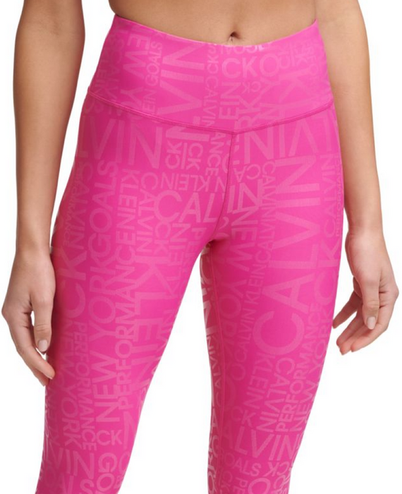 Calvin Klein Performance Women's Metallic-Print High-Waist 7/8 Length Leggings L