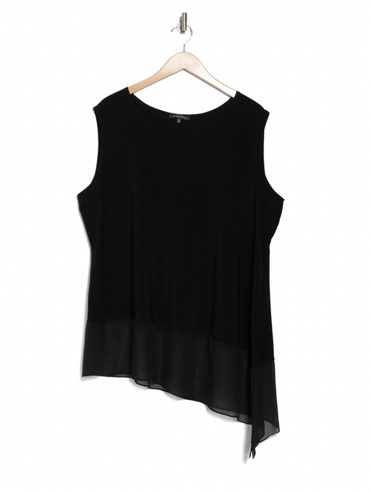 Marina Asymmetrical Sleeveless Tank Top In Black Plus Size 1X Made In USA