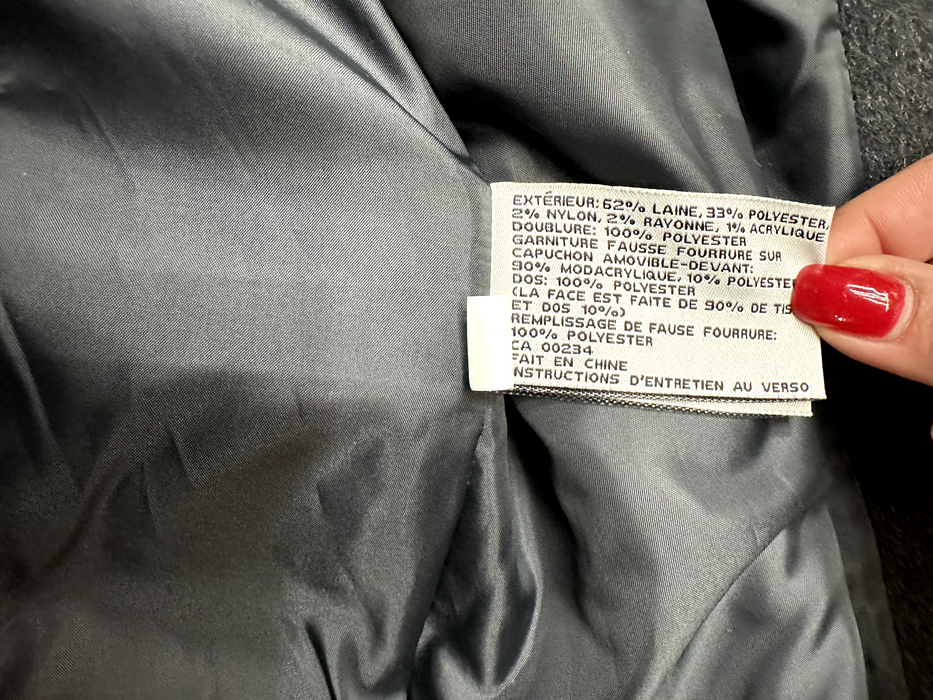 London Fog  Faux Fur-Trimmed Wool-Blend Jacket in grey soft size M