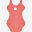 TOPSHOP Knot Velour One-Piece Swimsuit Coral Peach Pink 4 NWT