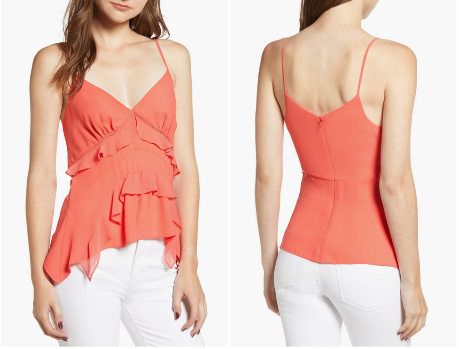 Chelsea28 Size XL  Tiered Trim Tank Top V-neck Sleeveless Blouse $69 red cayenne