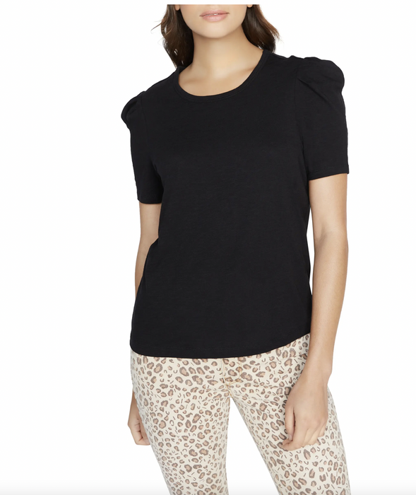 Sanctuary Puff Shoulder Cotton Blend T-Shirt In Black Size S