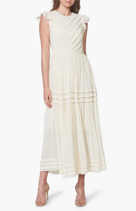 BARDOT women's Maberly Fil Coupé Tiered Maxi Dress In Ivory size XL 12